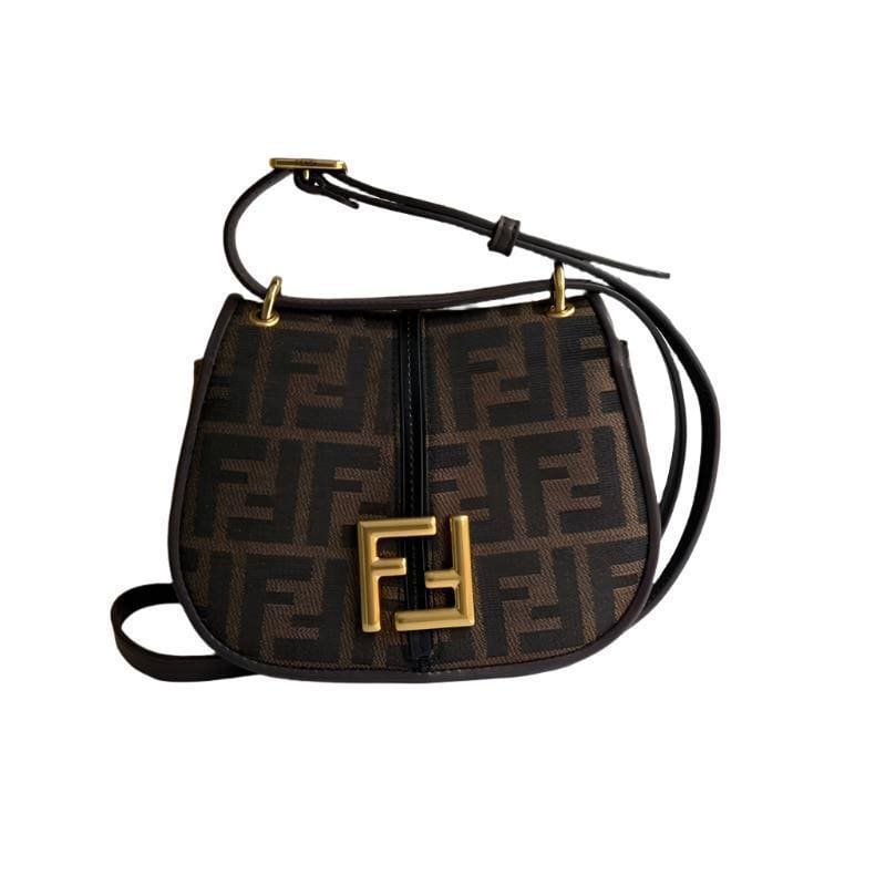 Fendi C’mon Small Brown FF jacquard fabric bag | Banlieue91