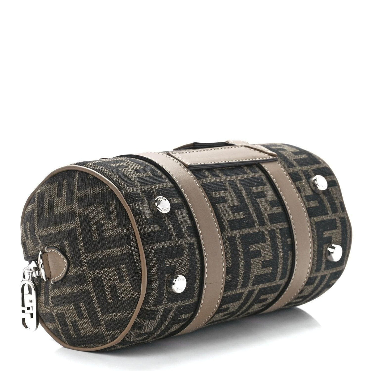 Fendi Fabric Jacquard Vitello Grace FF 1974 Mini O'Lock Bowling Bag Tobacco Moro Sand | Banlieue91