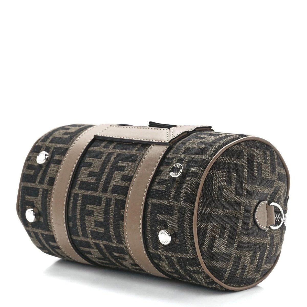 Fendi Fabric Jacquard Vitello Grace FF 1974 Mini O'Lock Bowling Bag Tobacco Moro Sand | Banlieue91