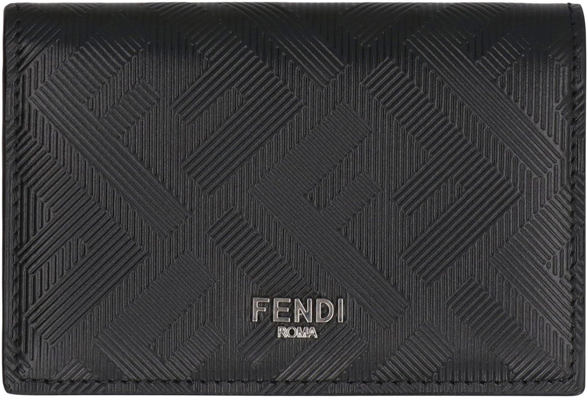 FENDI Leather Card Holder with FF Motif - 11 cm x 7.5 cm | Banlieue91