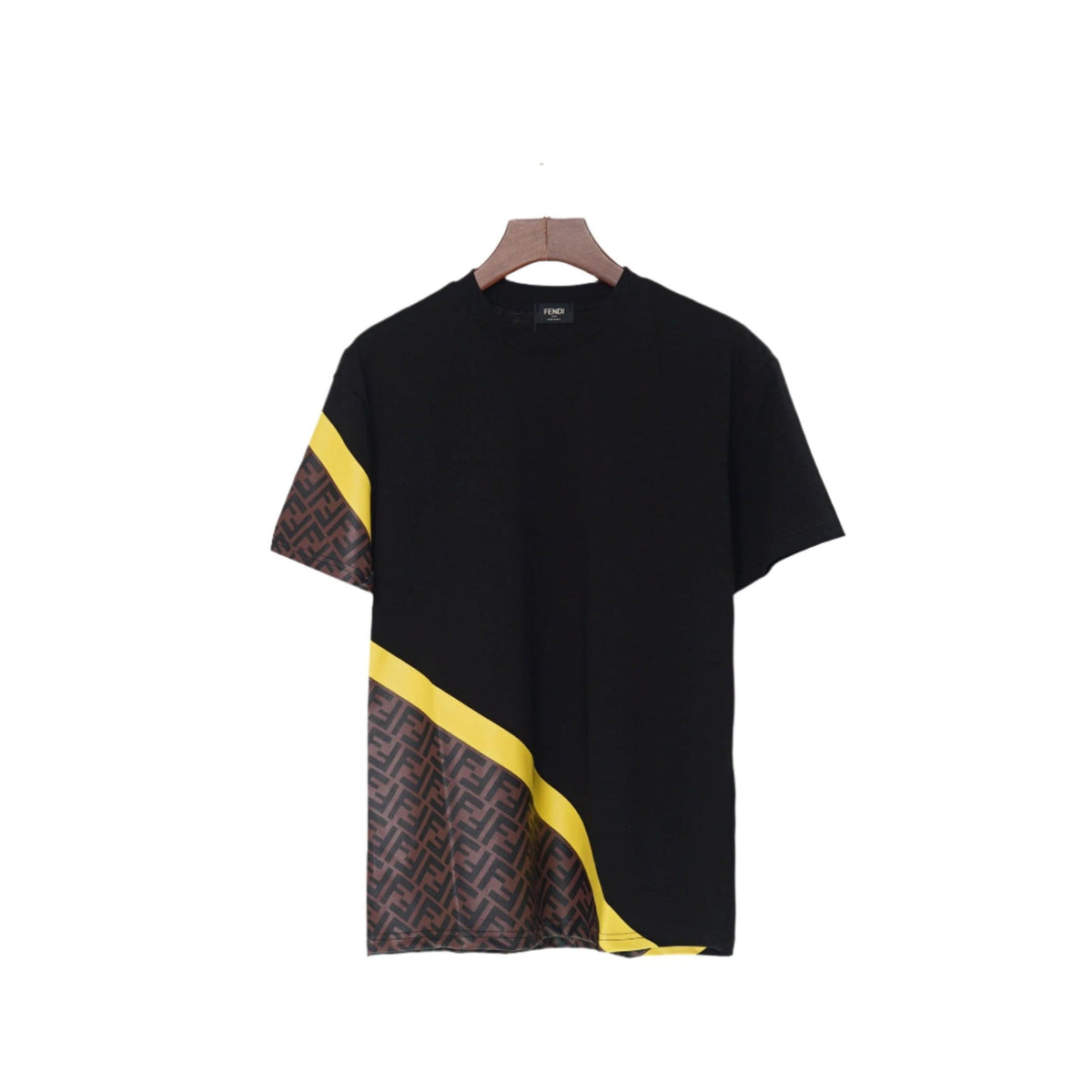 Fendi T-Shirt without Collar 'Black-Brown-Yellow' | Banlieue91