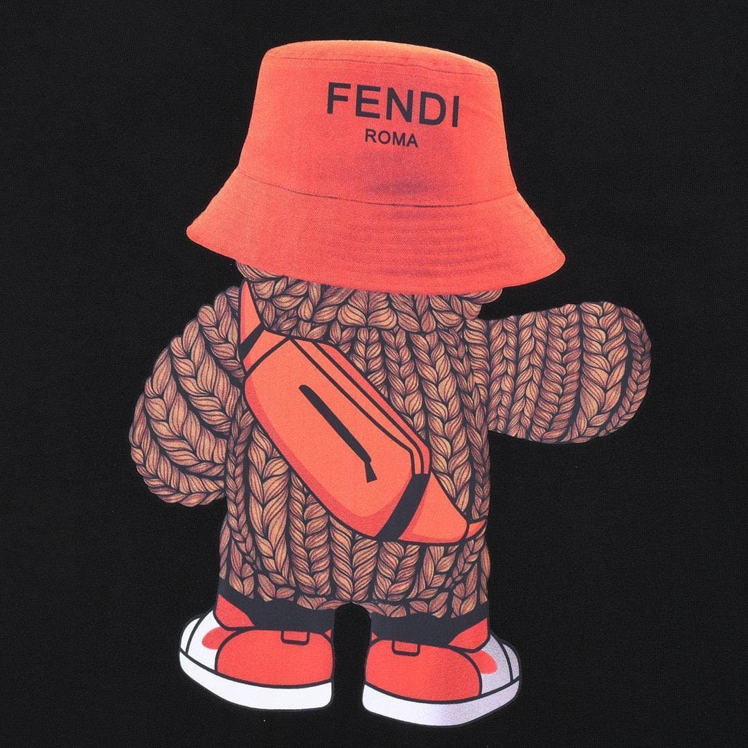 Fendi T-Shirt without Collar 'Black-Orange' | Banlieue91