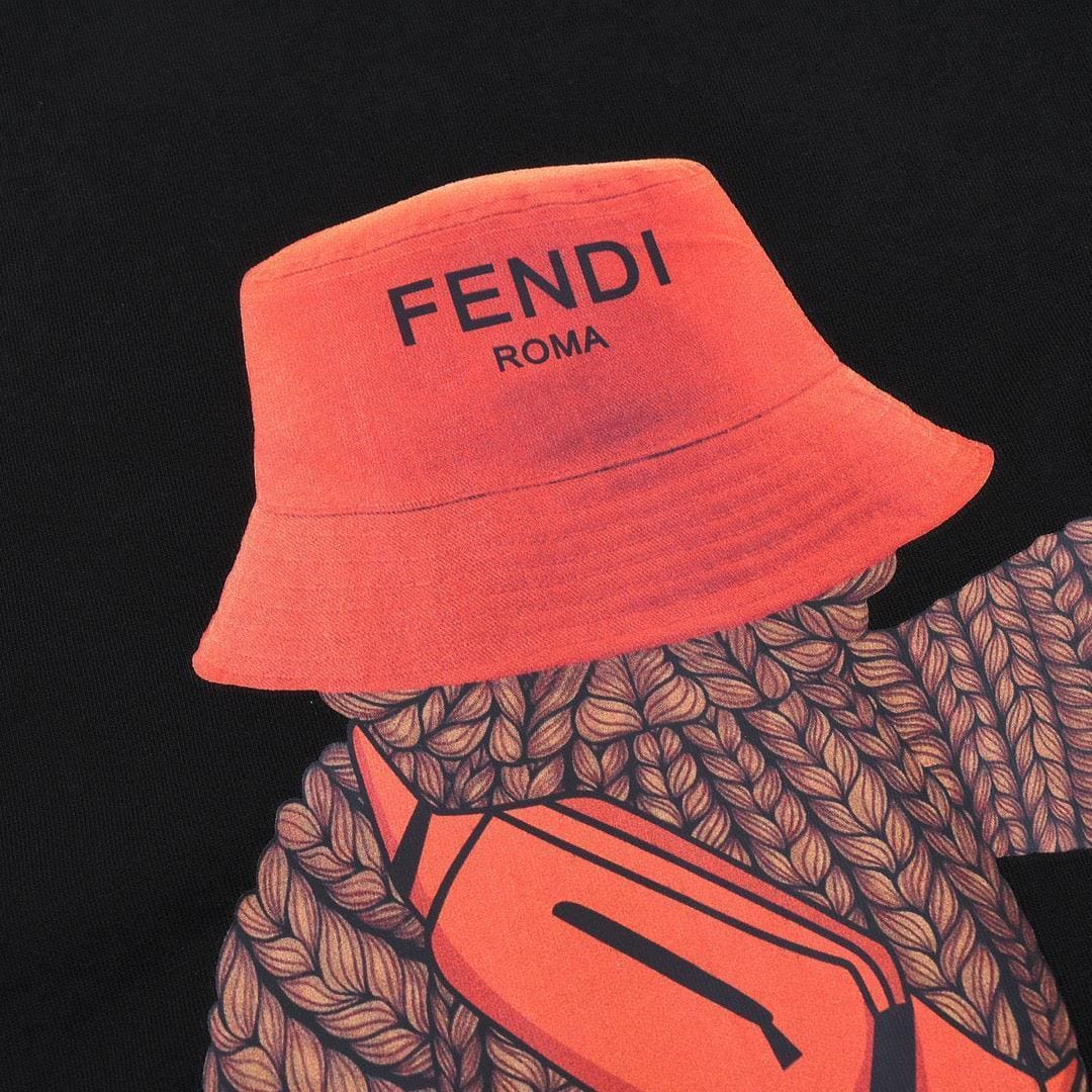 Fendi T-Shirt without Collar 'Black-Orange' | Banlieue91