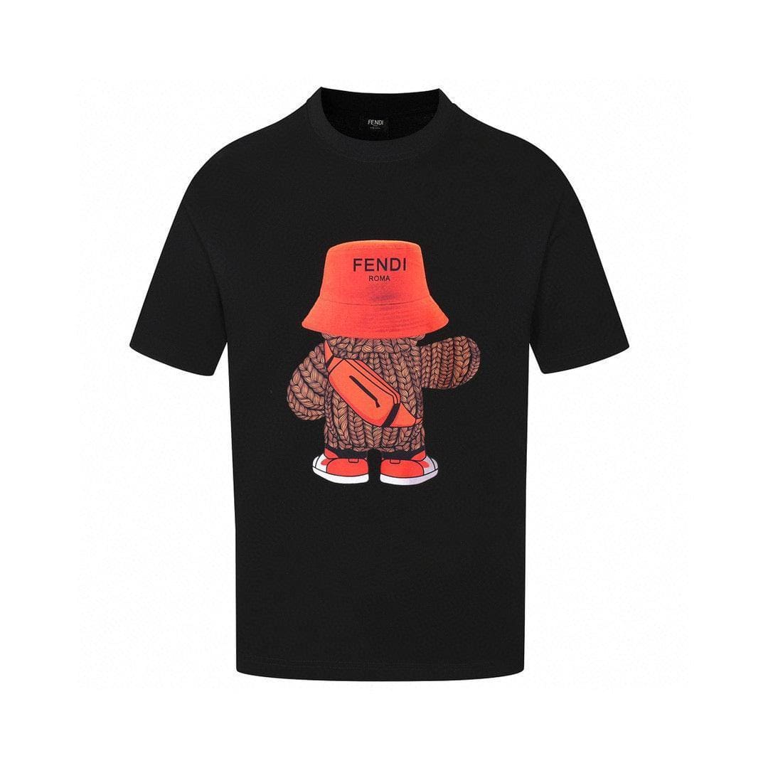 Fendi T-Shirt without Collar 'Black-Orange' | Banlieue91