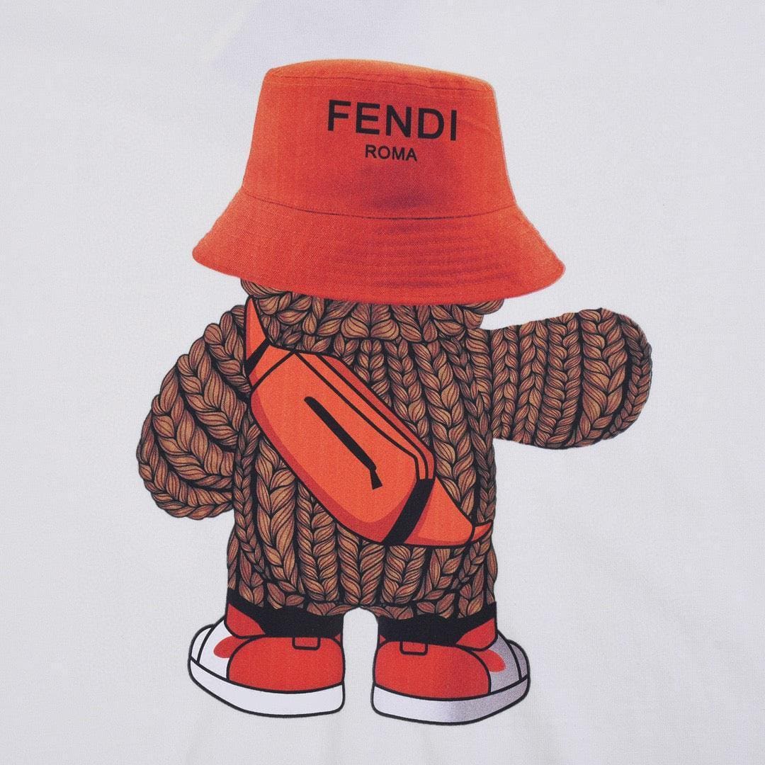Fendi T-Shirt without Collar 'White-Orange' | Banlieue91
