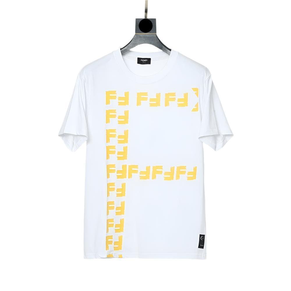 Fendi T-Shirt without Collar 'White-Yellow' | Banlieue91