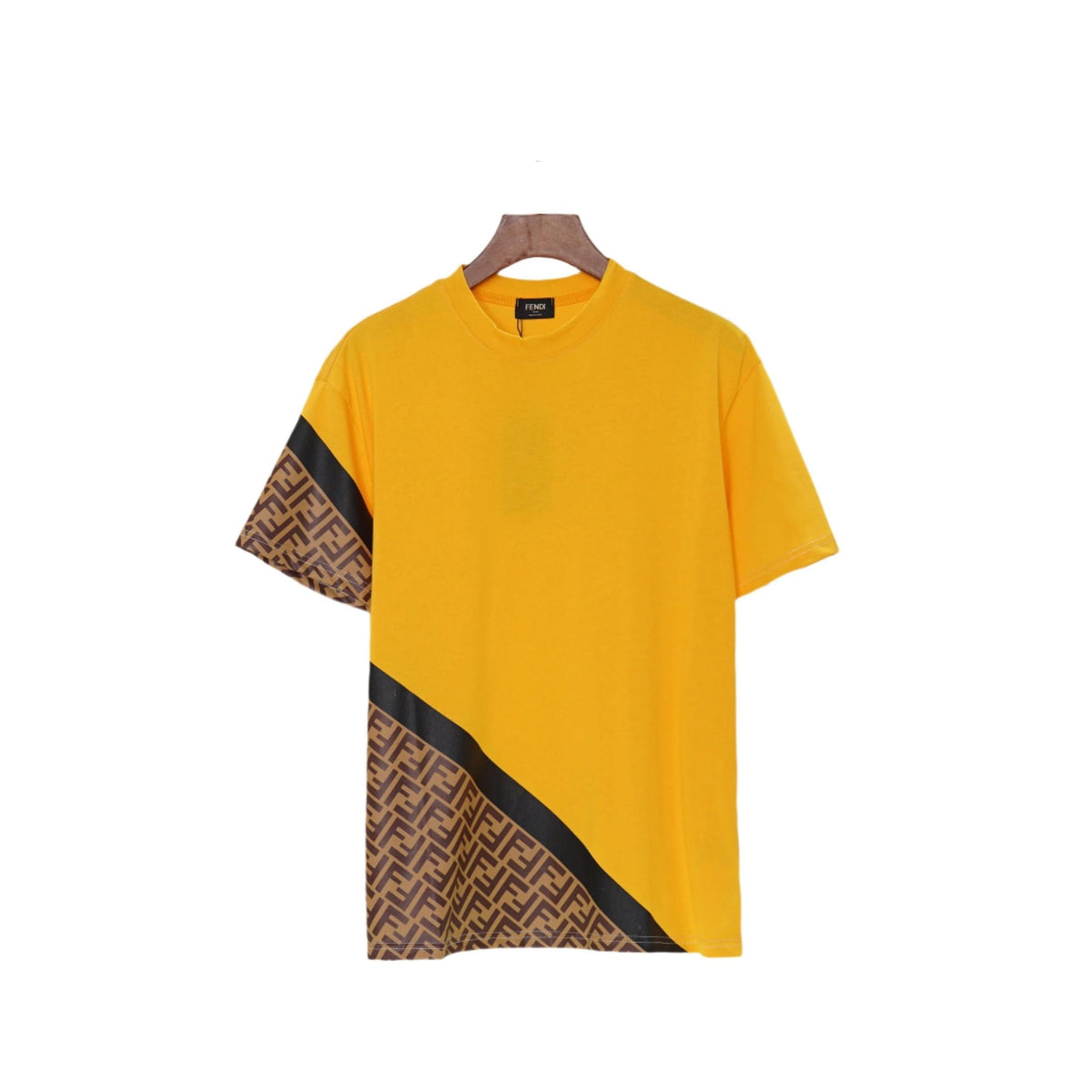 Fendi T-Shirt without Collar 'Yellow-Brown-Black' | Banlieue91