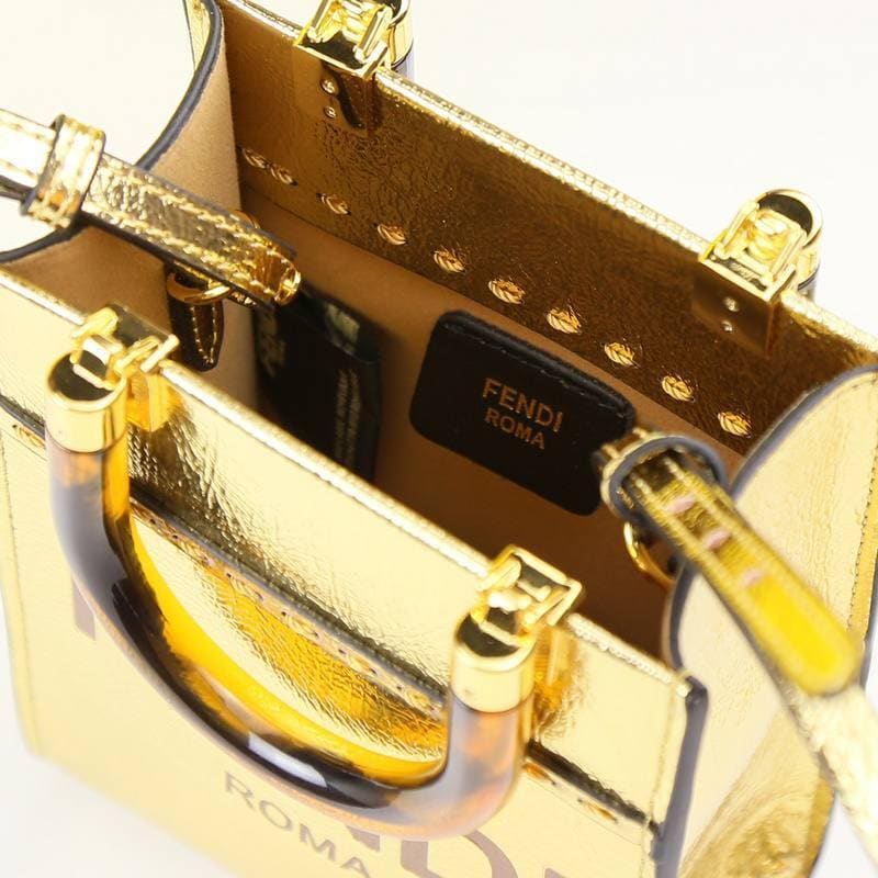 Fendi Vitello King Plexiglass Logo Embossed Mini Fendi Sunshine Shopper Tote | Banlieue91