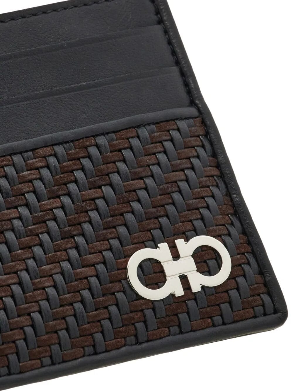 Ferragamo Elegant Gancini Hook Woven Mini Card Holder | Banlieue91