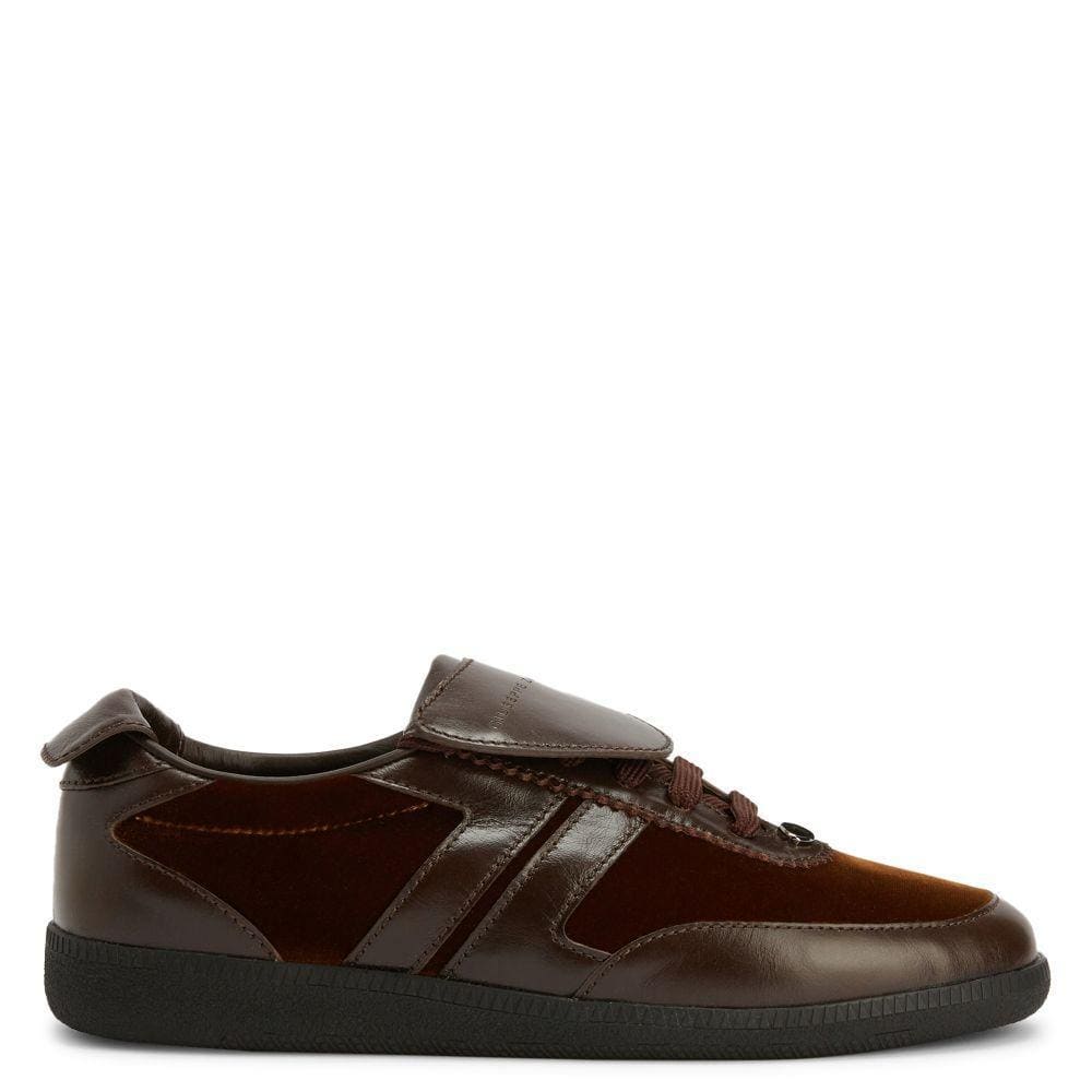 Giuseppe Zanotti League Men's Low-Top Sneakers in Leather & Velvet with Rubber Sole | Banlieue91