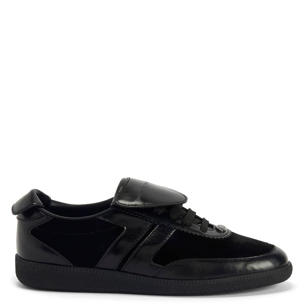 Giuseppe Zanotti League Men's Low-Top Sneakers in Leather & Velvet with Rubber Sole | Banlieue91