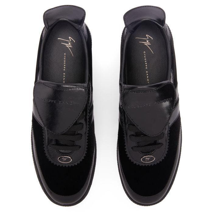 Giuseppe Zanotti League Men's Low-Top Sneakers in Leather & Velvet with Rubber Sole | Banlieue91