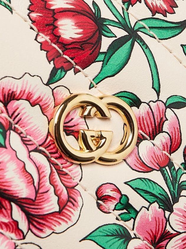 Gucci Brit Roses Print Quilted Leather Interlocking G Mini Heart Crossbody Bag | Banlieue91