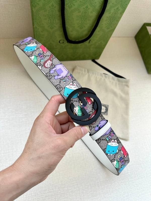 GUCCI Cartoon Print Logo Belt 'Multicolor' | Banlieue91