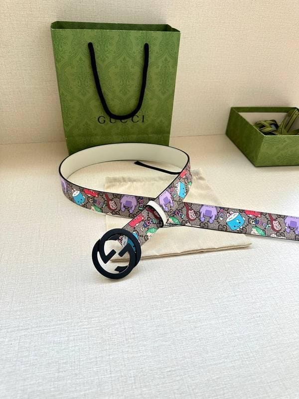GUCCI Cartoon Print Logo Belt 'Multicolor' | Banlieue91
