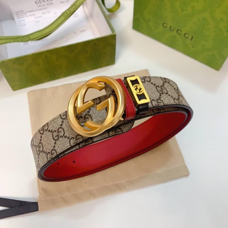 GUCCI Embellished coated-canvas and leather belt 'Beige' | Banlieue91