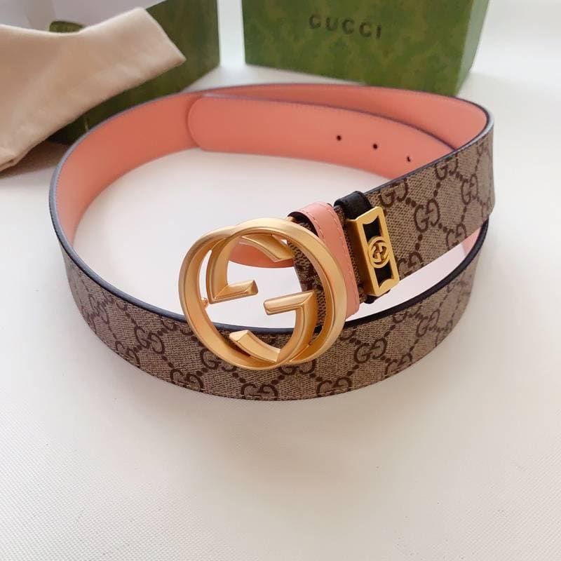 GUCCI Embellished coated-canvas and leather belt 'Beige' | Banlieue91