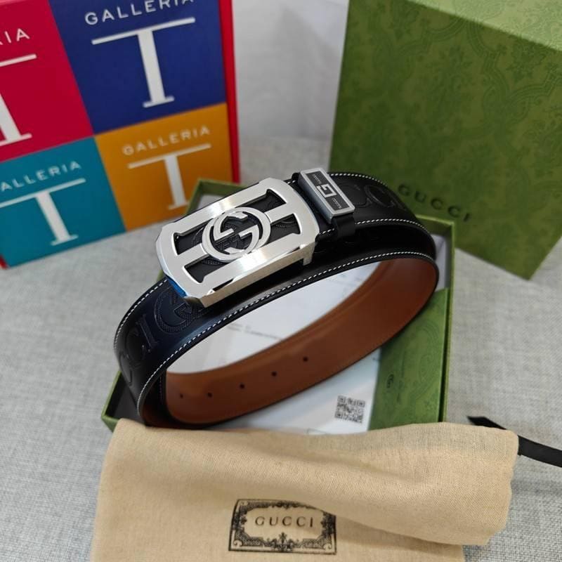 GUCCI Embellished coated-canvas and leather belt 'Black' | Banlieue91