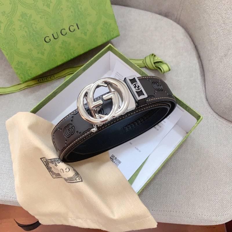 GUCCI Embellished coated-canvas and leather belt 'Black' | Banlieue91