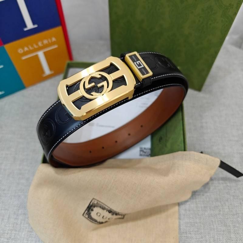 GUCCI Embellished coated-canvas and leather belt 'Black' | Banlieue91