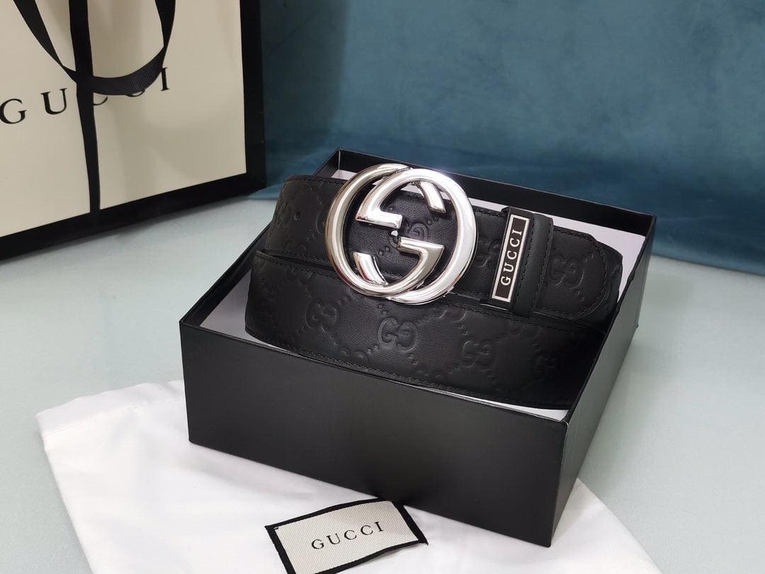 GUCCI Embellished coated-canvas and leather belt 'Black' | Banlieue91