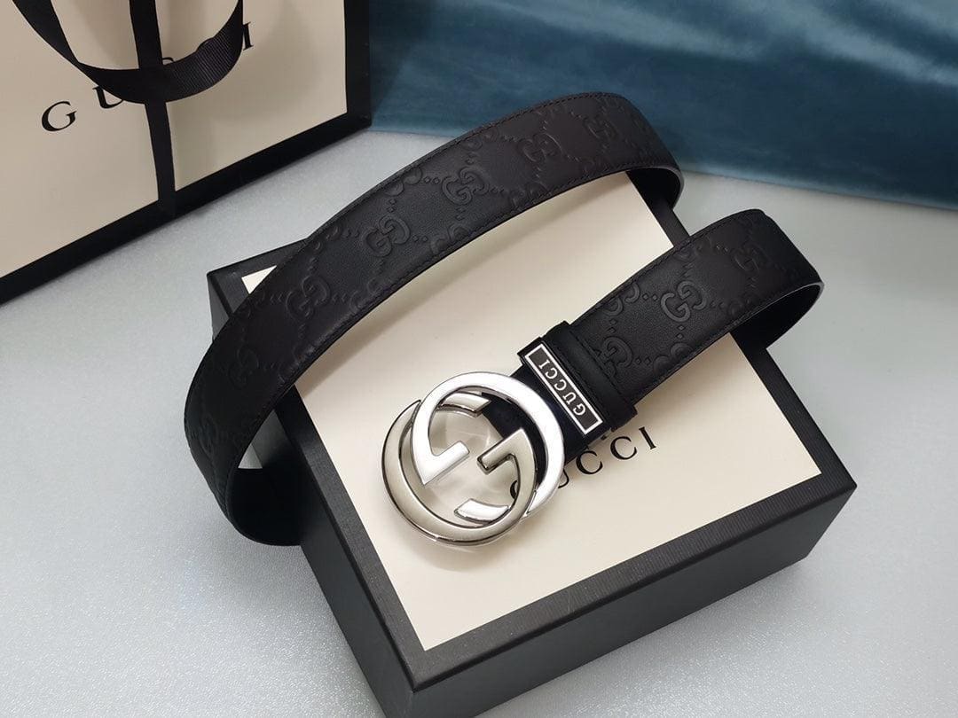 GUCCI Embellished coated-canvas and leather belt 'Black' | Banlieue91