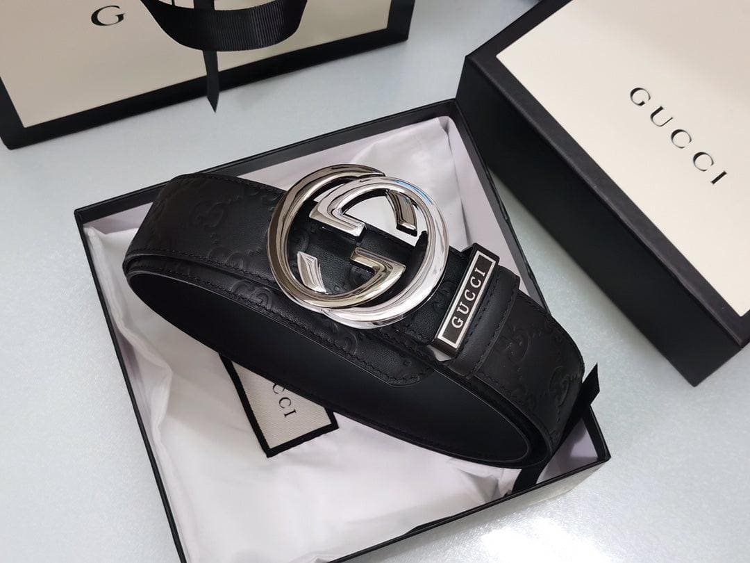 GUCCI Embellished coated-canvas and leather belt 'Black' | Banlieue91