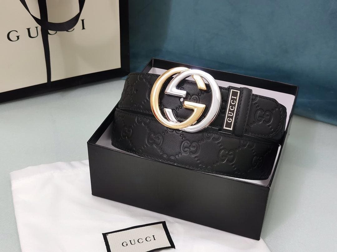 GUCCI Embellished coated-canvas and leather belt 'Black' | Banlieue91