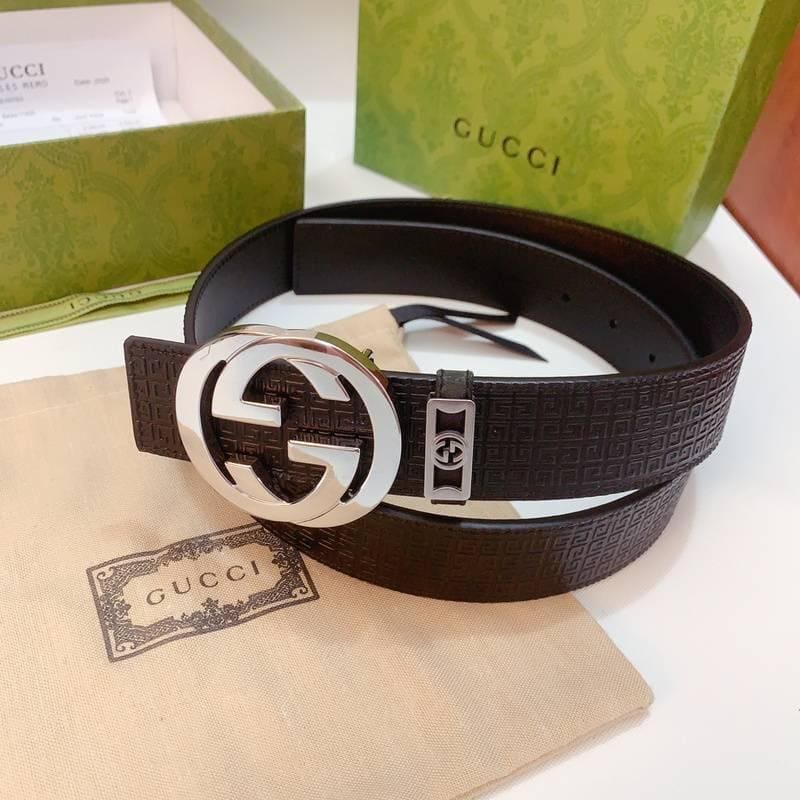 GUCCI Embellished coated-canvas and leather belt 'Black' | Banlieue91