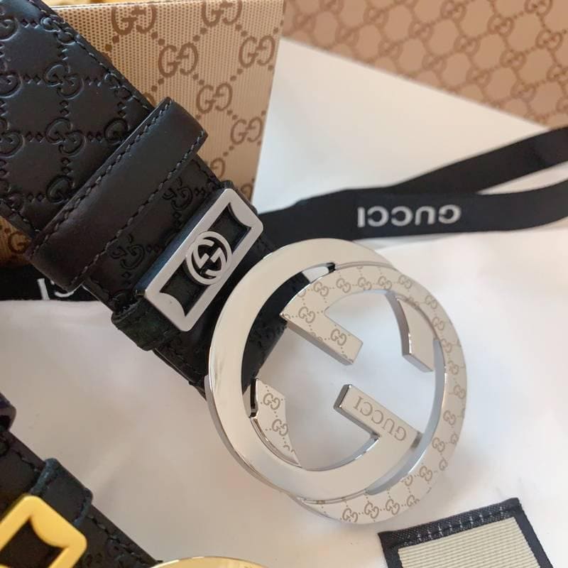 GUCCI Embellished coated-canvas and leather belt 'Black' | Banlieue91