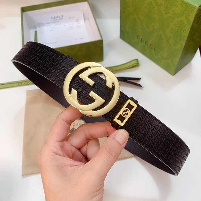 GUCCI Embellished coated-canvas and leather belt 'Black' | Banlieue91
