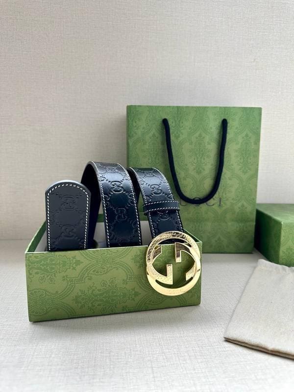 GUCCI Embellished coated-canvas and leather belt 'Black' | Banlieue91