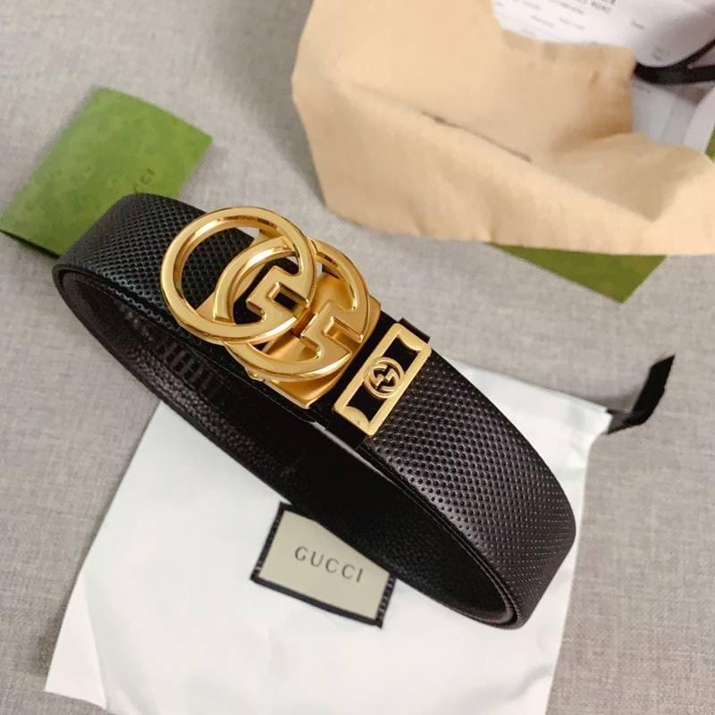 GUCCI Embellished coated-canvas and leather belt 'Black' | Banlieue91