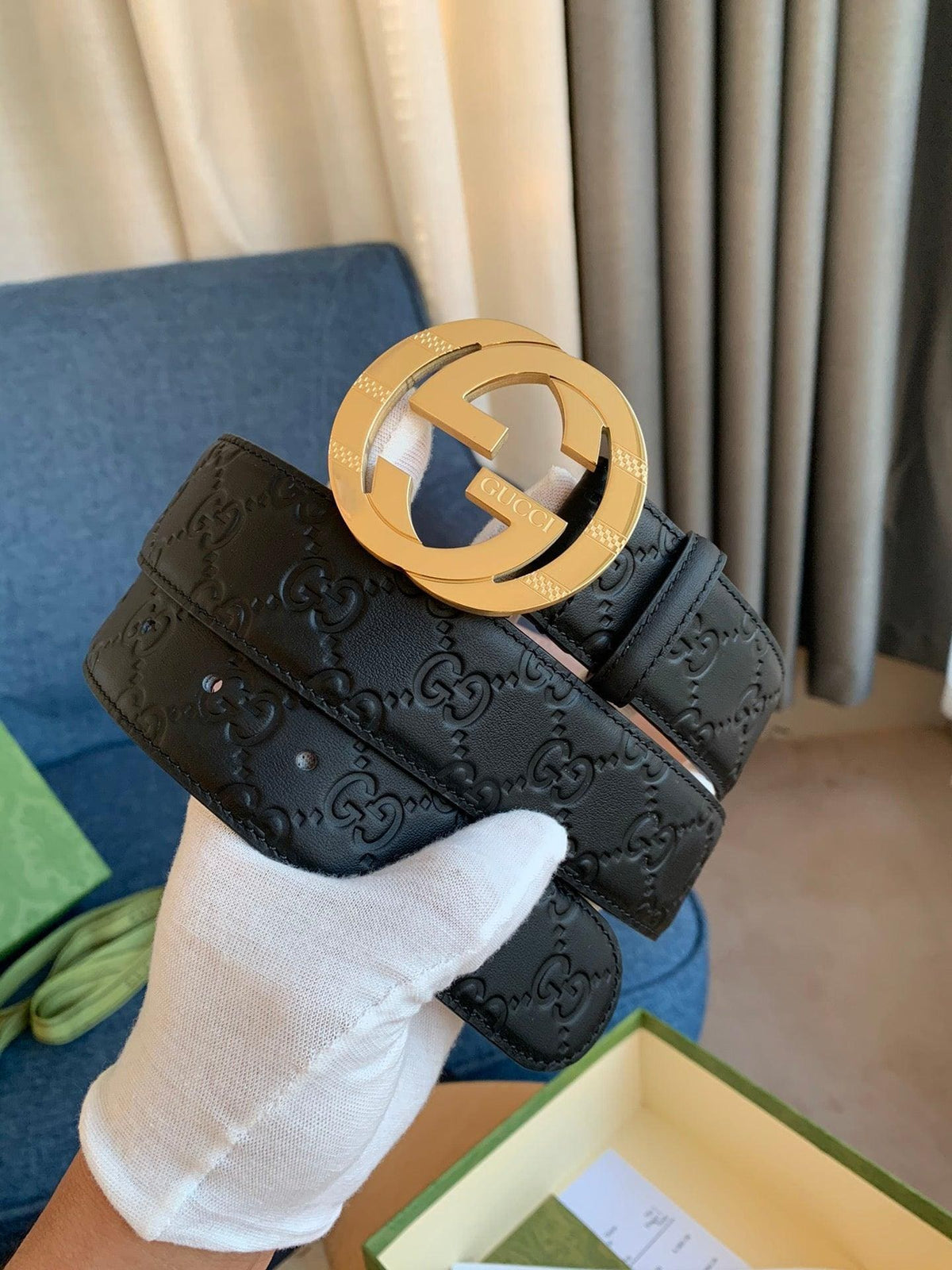 GUCCI Embellished coated-canvas and leather belt 'Black' | Banlieue91