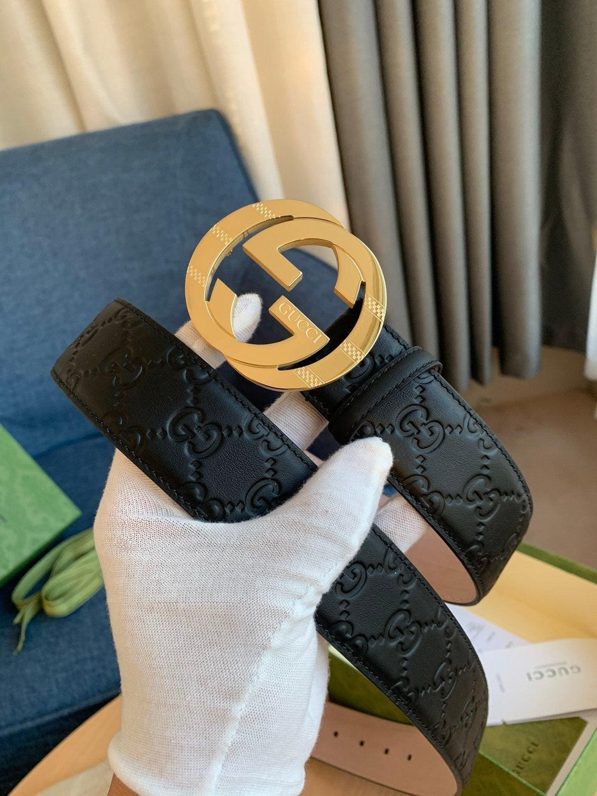 GUCCI Embellished coated-canvas and leather belt 'Black' | Banlieue91