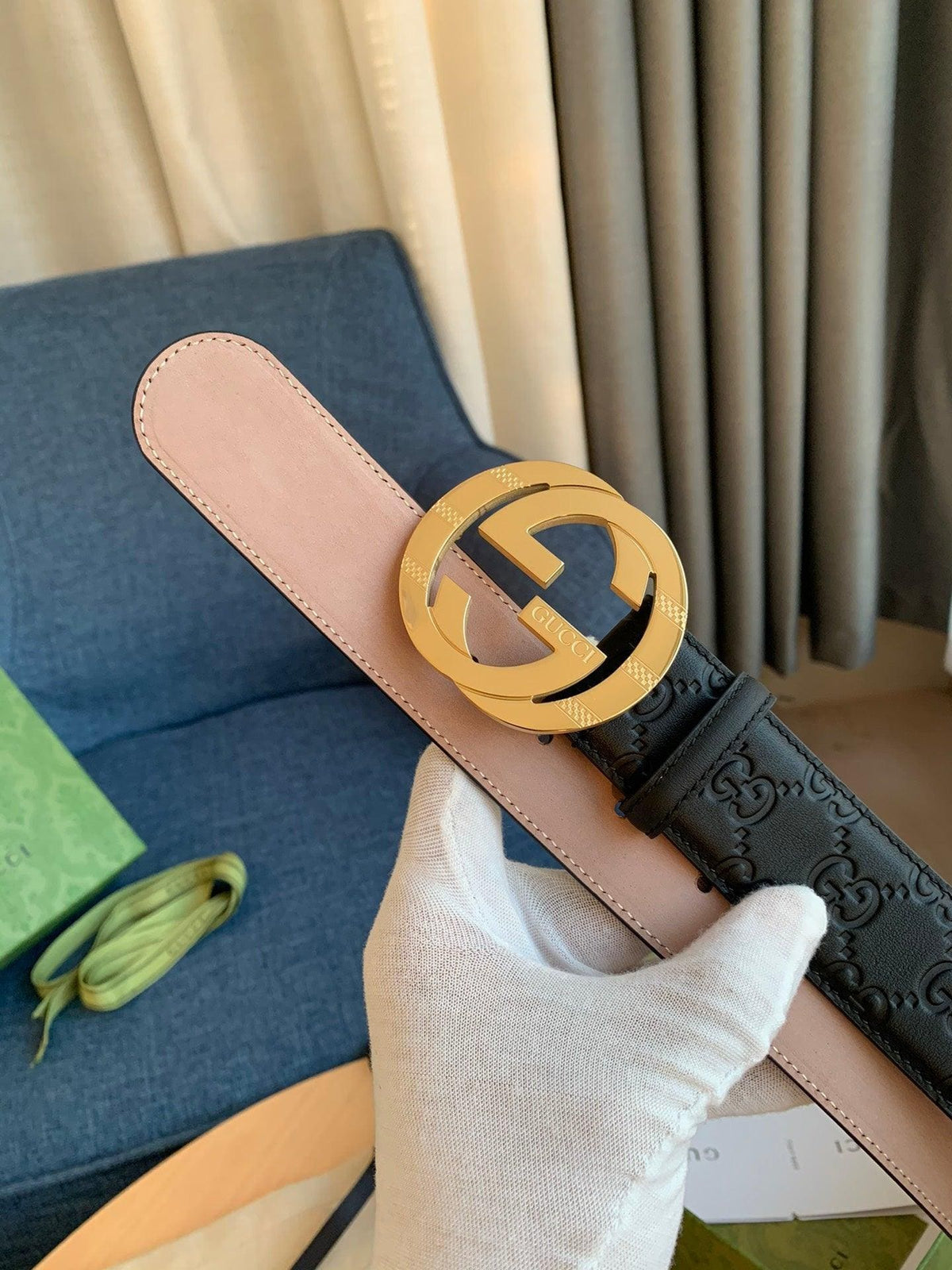 GUCCI Embellished coated-canvas and leather belt 'Black' | Banlieue91