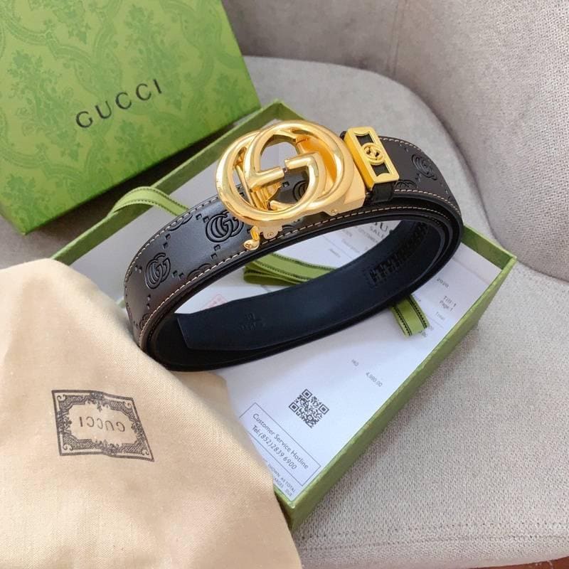 GUCCI Embellished coated-canvas and leather belt 'Black' | Banlieue91