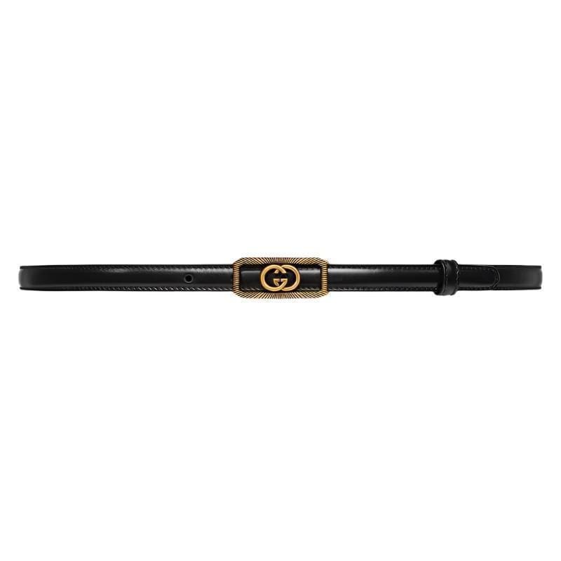 GUCCI Embellished coated-canvas and leather belt 'Black' | Banlieue91