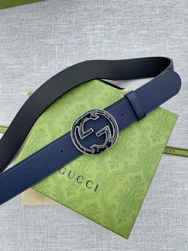 GUCCI Embellished coated-canvas and leather belt 'Blue' | Banlieue91