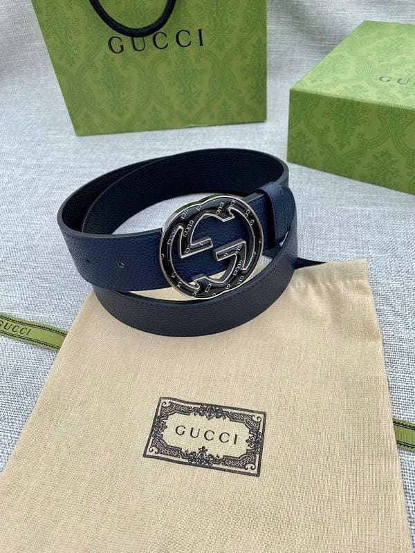 GUCCI Embellished coated-canvas and leather belt 'Blue' | Banlieue91