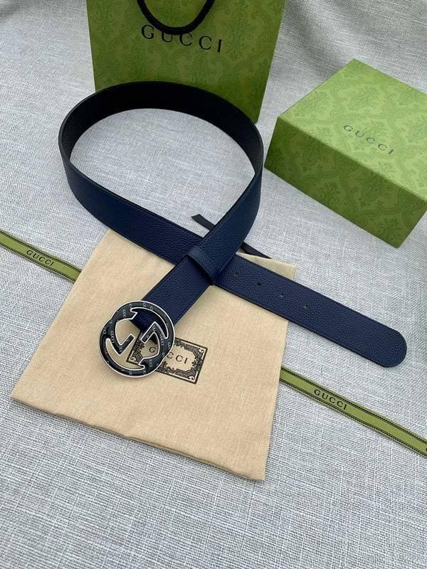 GUCCI Embellished coated-canvas and leather belt 'Blue' | Banlieue91