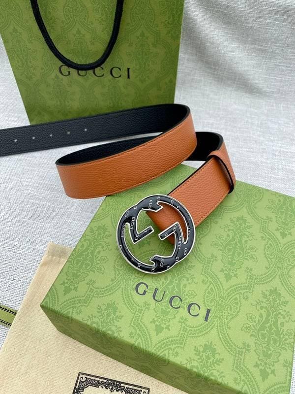 GUCCI Embellished coated-canvas and leather belt 'Brown' | Banlieue91