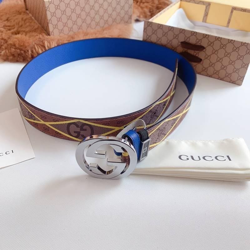 GUCCI Embellished coated-canvas and leather belt 'Brown' | Banlieue91