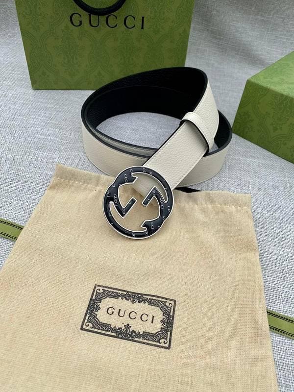GUCCI Embellished coated-canvas and leather belt 'Cream' | Banlieue91