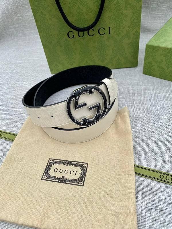 GUCCI Embellished coated-canvas and leather belt 'Cream' | Banlieue91