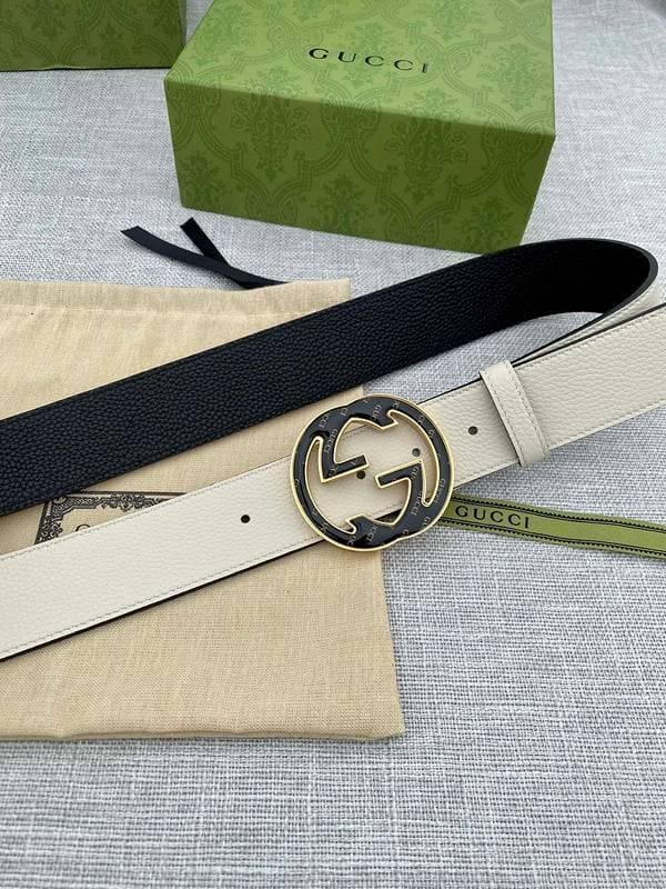 GUCCI Embellished coated-canvas and leather belt 'Cream' | Banlieue91