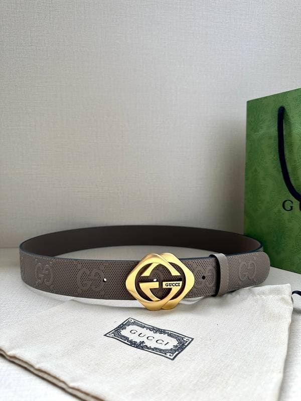 GUCCI Embellished coated-canvas and leather belt 'Dark Grey' | Banlieue91