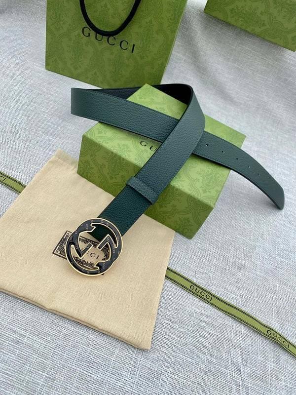 GUCCI Embellished coated-canvas and leather belt 'Green' | Banlieue91