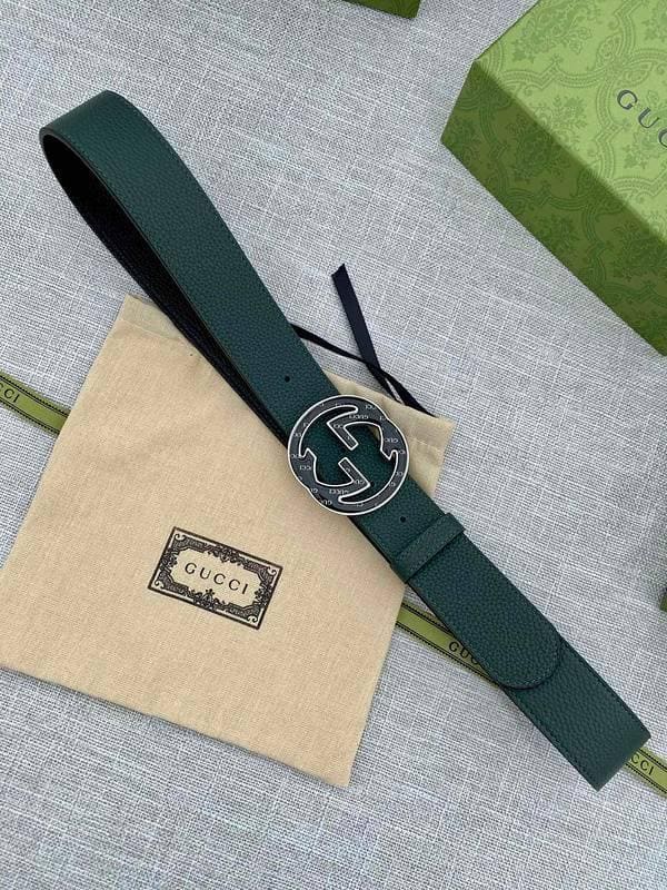 GUCCI Embellished coated-canvas and leather belt 'Green' | Banlieue91