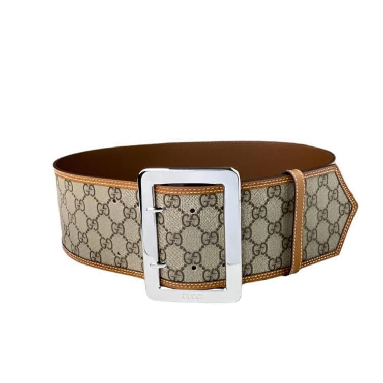GUCCI Embellished coated-canvas and leather Women belt 'Beige' | Banlieue91